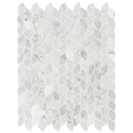 Carrara White Blanco 11.62 In. X 13.38 In. Pattern Honed Marble Mesh-Mounted Mosaic Tile, 10PK